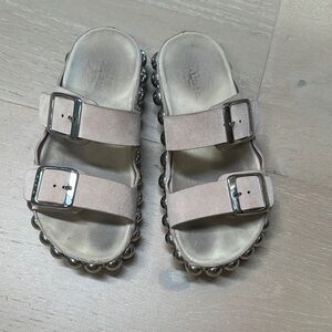 Alaia Pink Sandals with Silver Buckles